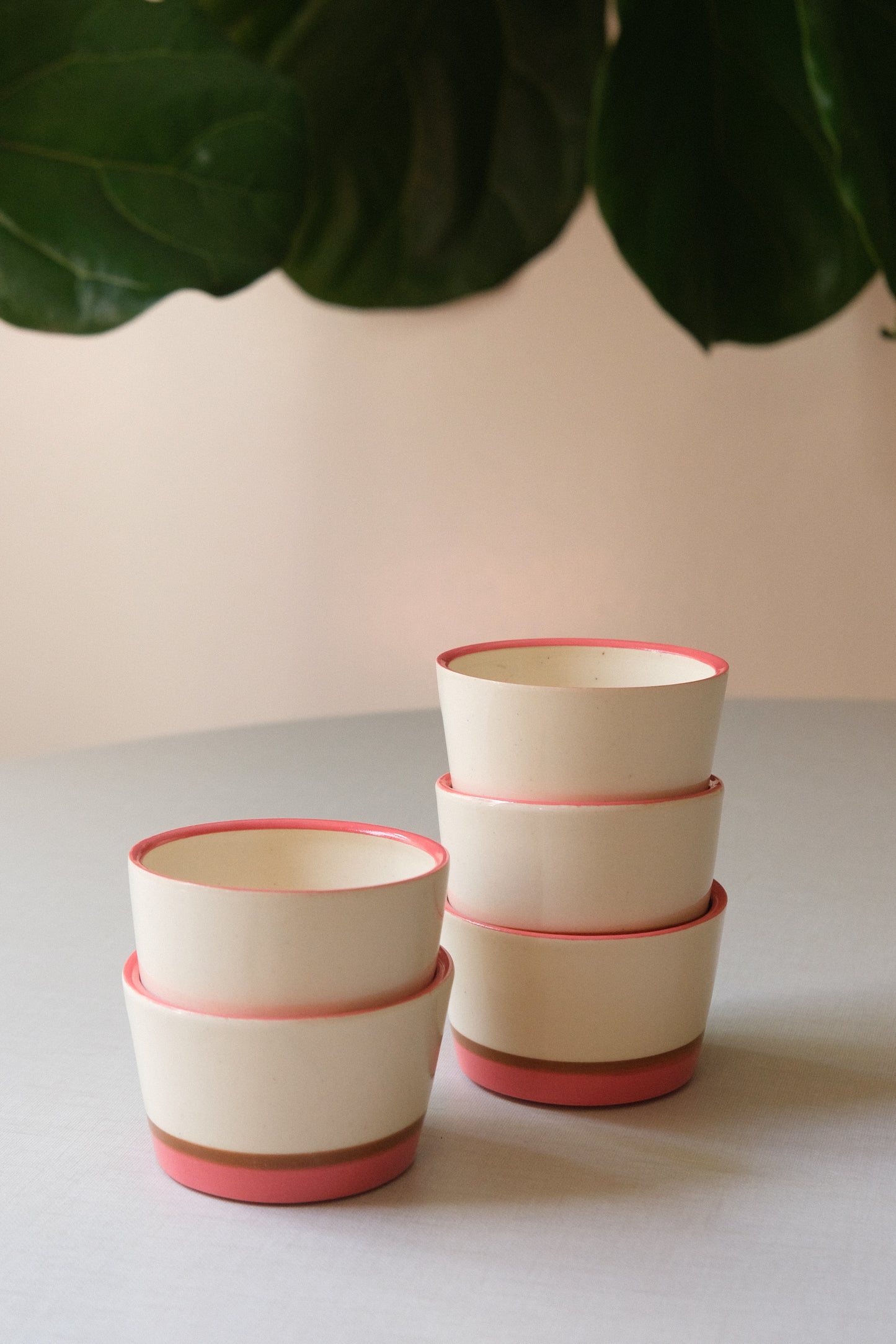 Short Pink Stripe Cups