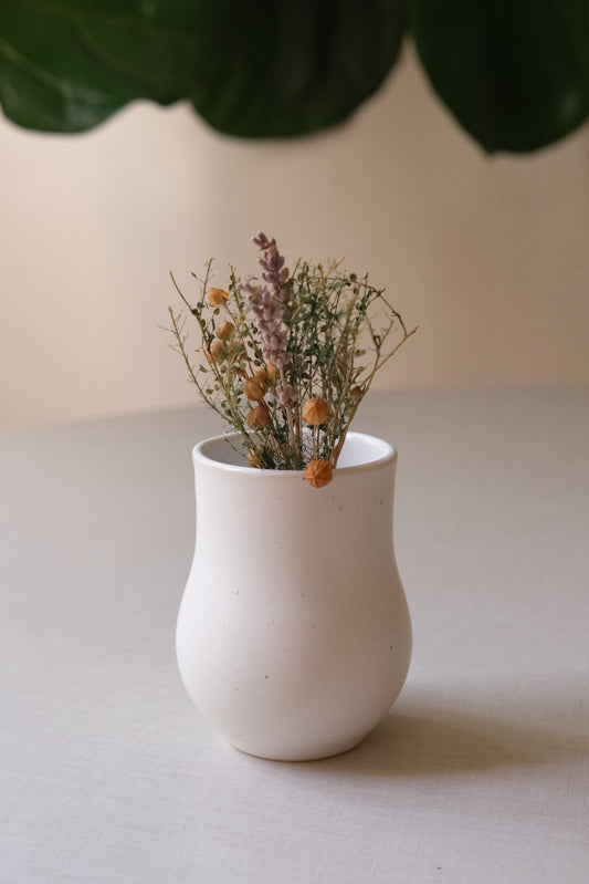 Short White Curve Vase