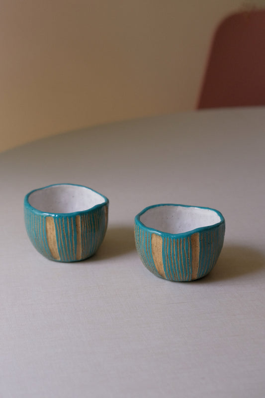Petite Turquoise Striped Cups