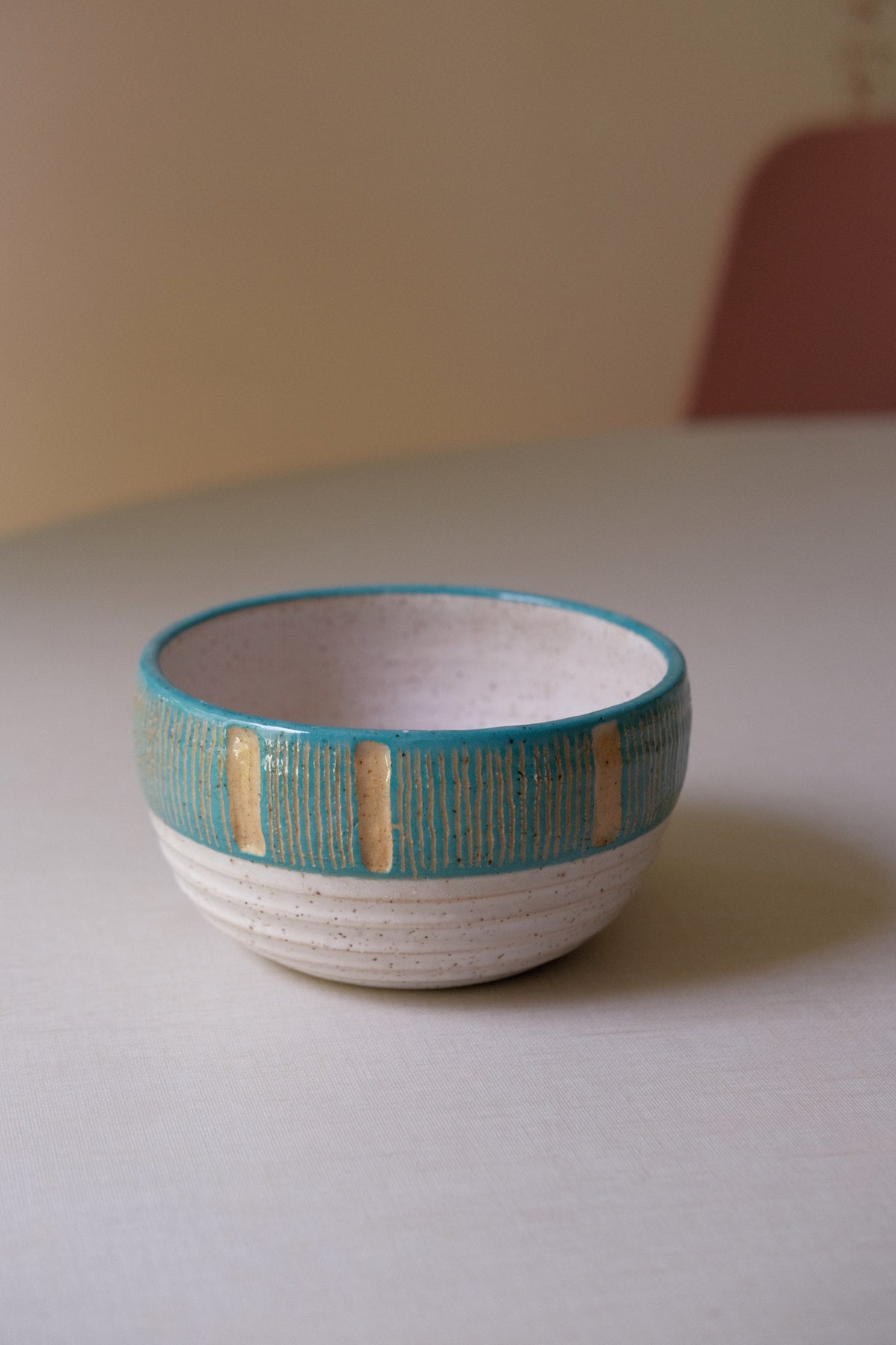 Turquoise Striped Cereal Bowl
