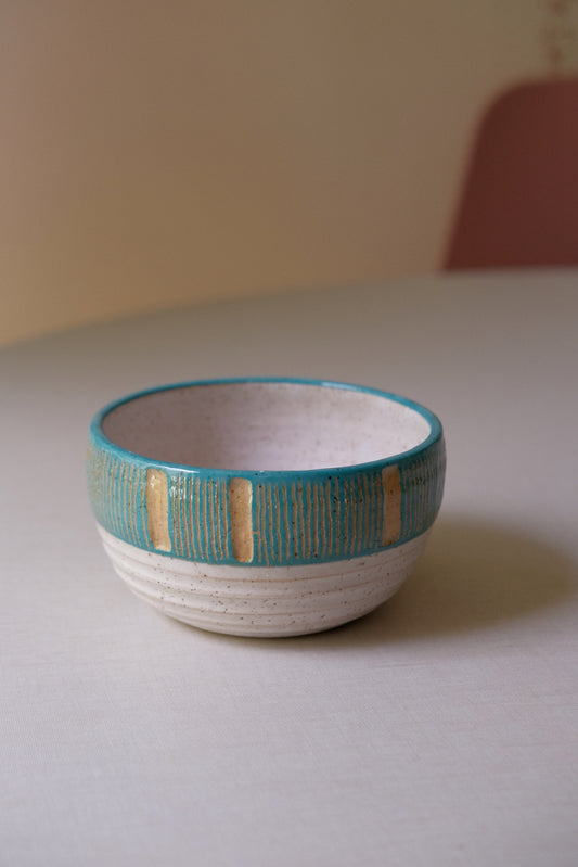 Turquoise Striped Cereal Bowl