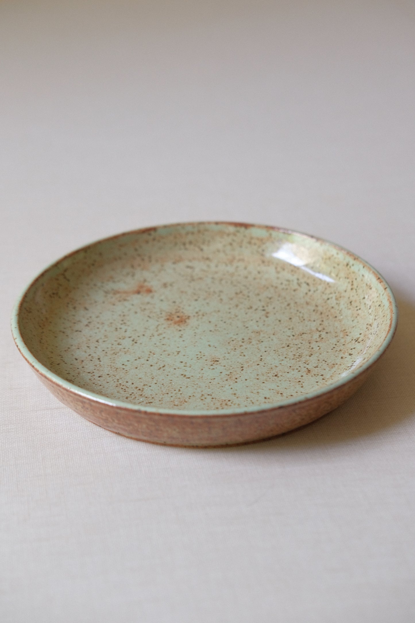 Small Green Speckled Dessert Plate